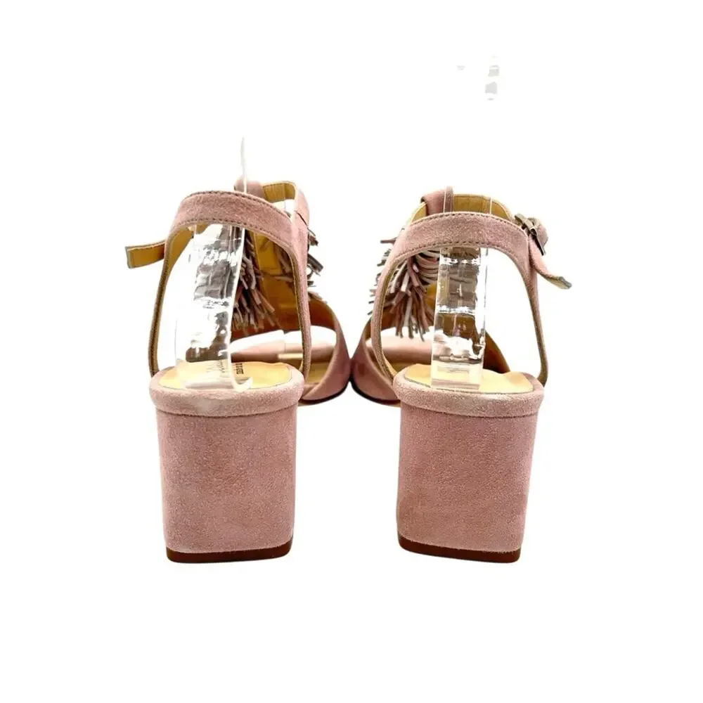 Cordani Nash Blush Suede Sandals SZ 8 (EU 38.5) Made in Italy Fringe Dusty Pink